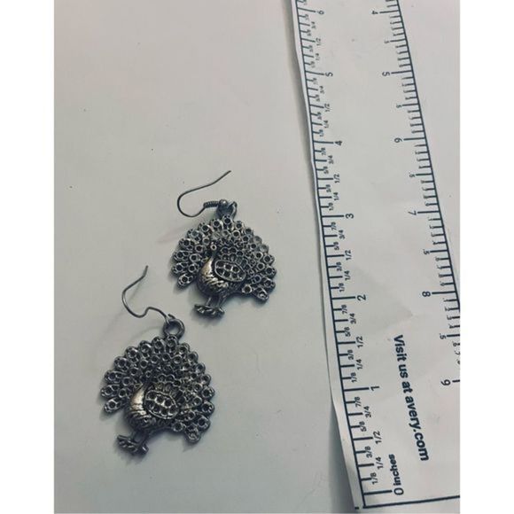 Unique silver boho TURKEY DANGLE EARRINGS - Picture 4 of 7